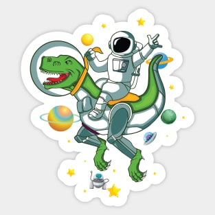 Astronaut Riding Dino Sticker